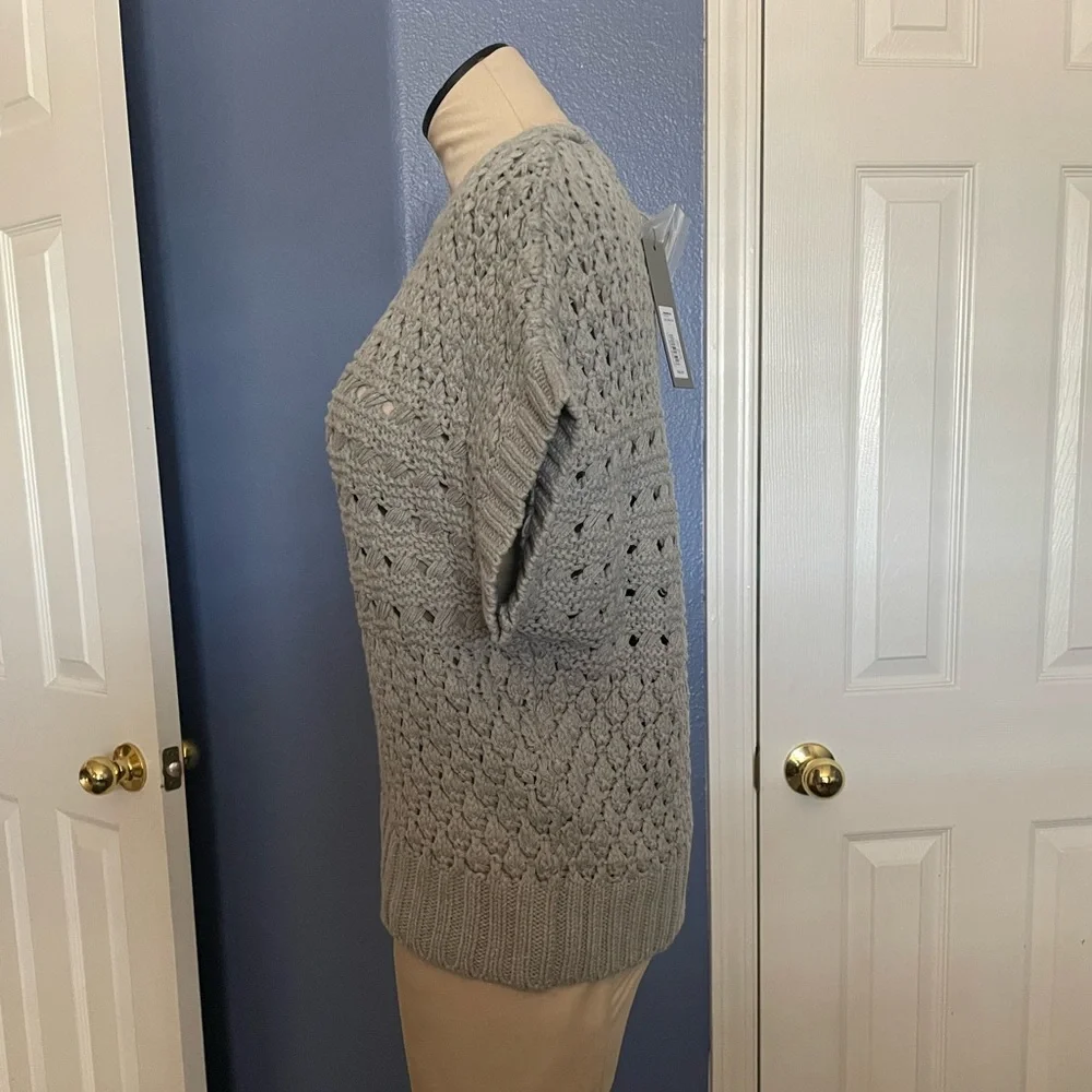 Apt.9 Light Gray Open Stitch Pullover Sweater NWT - Picture 3 of 7